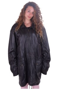 Black jacket made of genuine leather