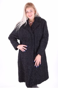 Черно палто от естествен косъм от астраган