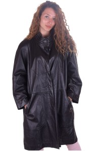 Stylish coat made of genuine leather