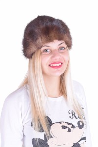 Кафява дамска шапка от естествен косъм
