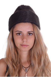 Тъмно кафява шапка от естествен косъм
