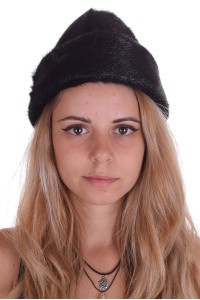 Тъмно кафява шапка от естествен косъм