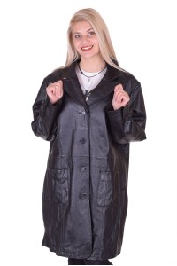 Женская черная кожаная куртка