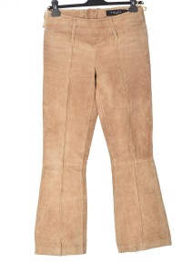 Beige Hose für Damen aus Echtleder