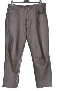 Pantalon de bărbați maro închis din piele naturală
