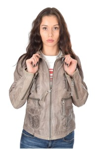 Modern jacket for women made of genuine leather