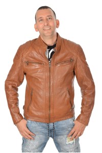 Brown leather jacket for men