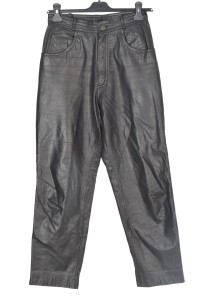 Schwarze Hose für Damen aus Echtleder