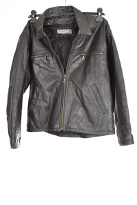Black jacket for children made of genuine leather