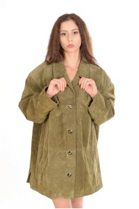 Dark green suede jacket made of genuine leather