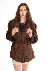 Brown coat for women made of goatskin