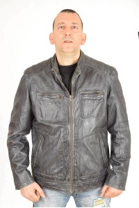 Branded jacket for men made of genuine leather