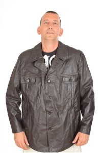 Modern black jacket made of genuine leather