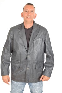 Gray jacket for men made of genuine leather
